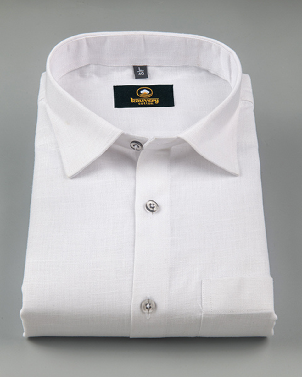 Premium Linen Cotton Pure White Colour Men's Shirt
