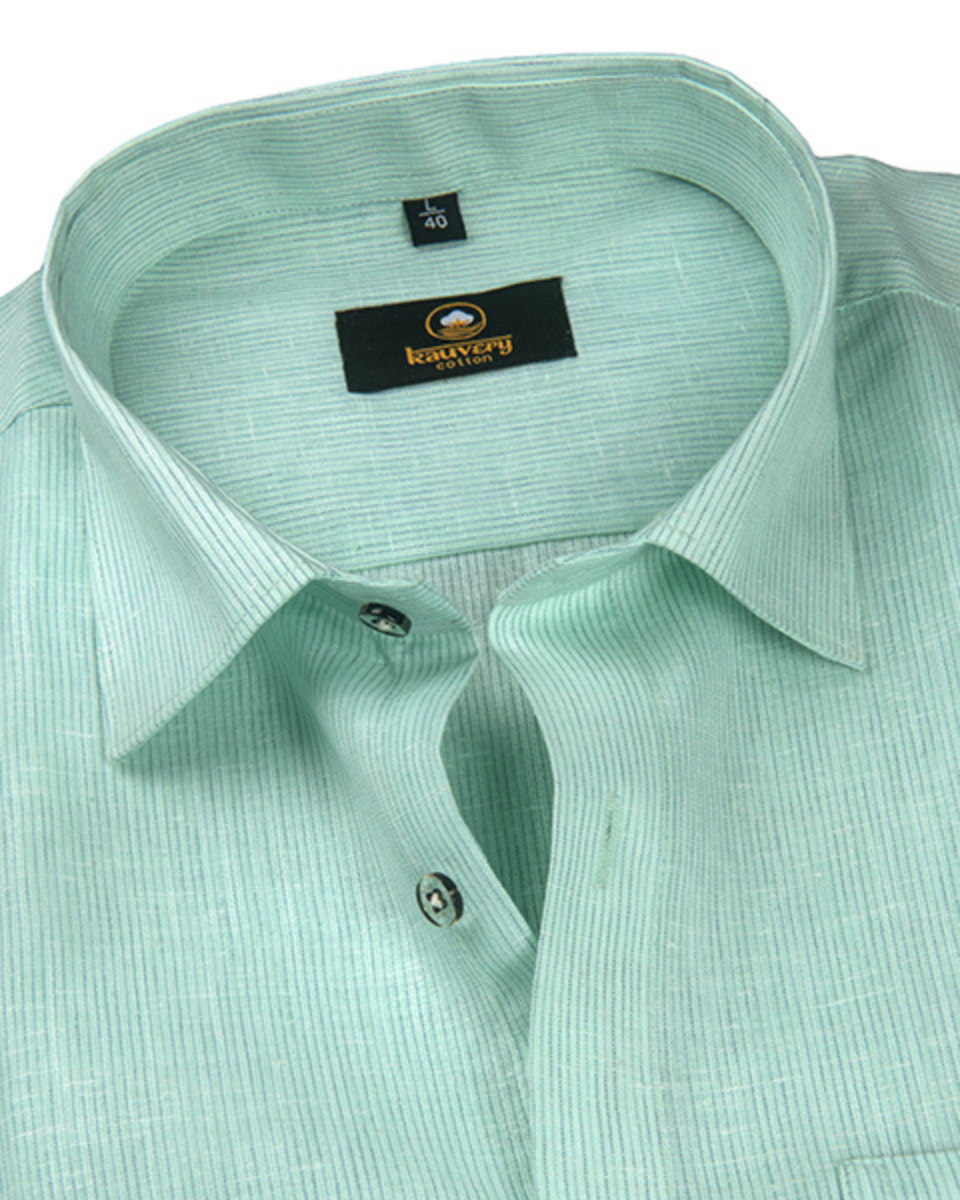 Linen Space Small Lining Mint Green Colour Men’s Shirt