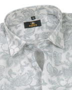 Pure Linen Digital White and Grey Colour Men’s Shirt