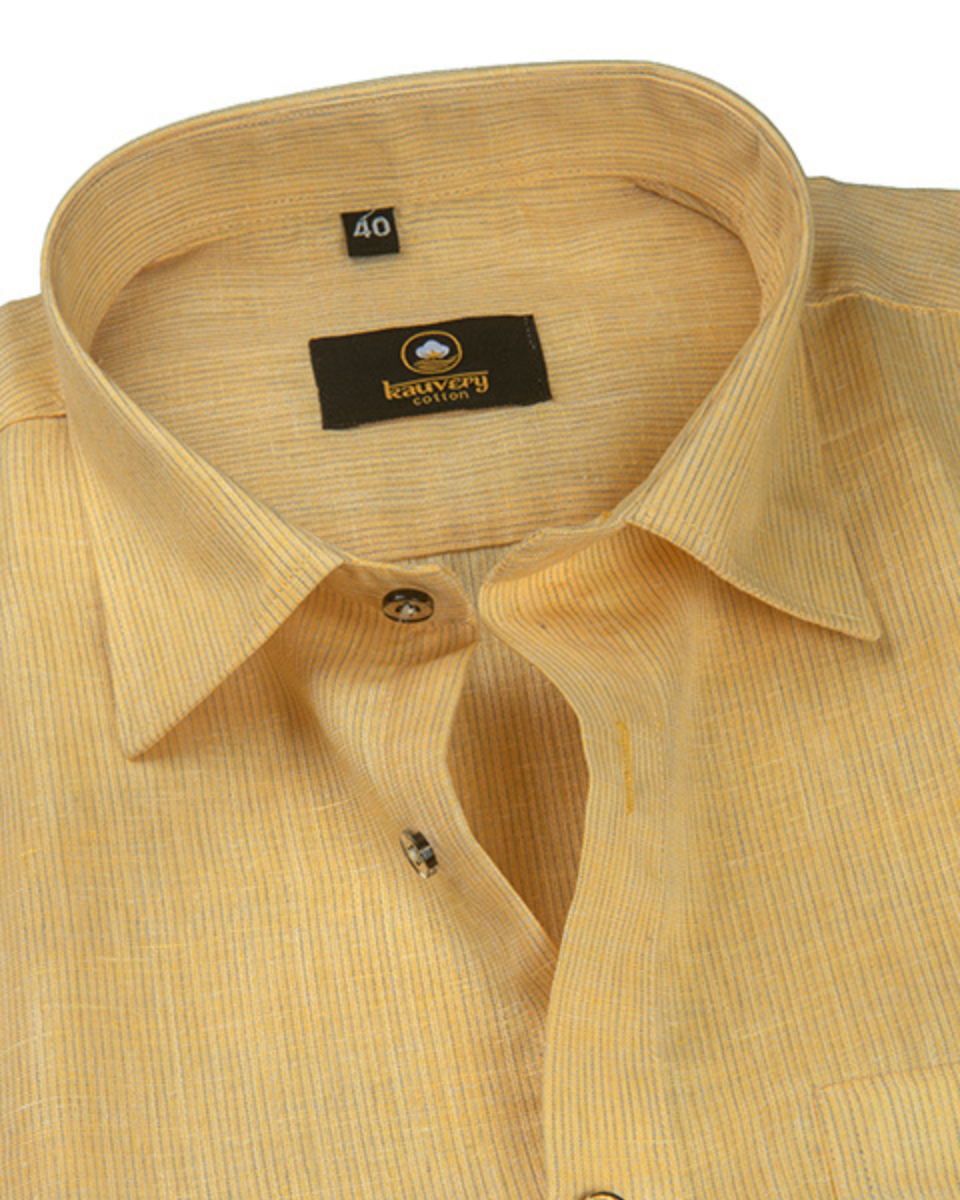Linen Space Small Lining Mango Colour Men’s Shirt