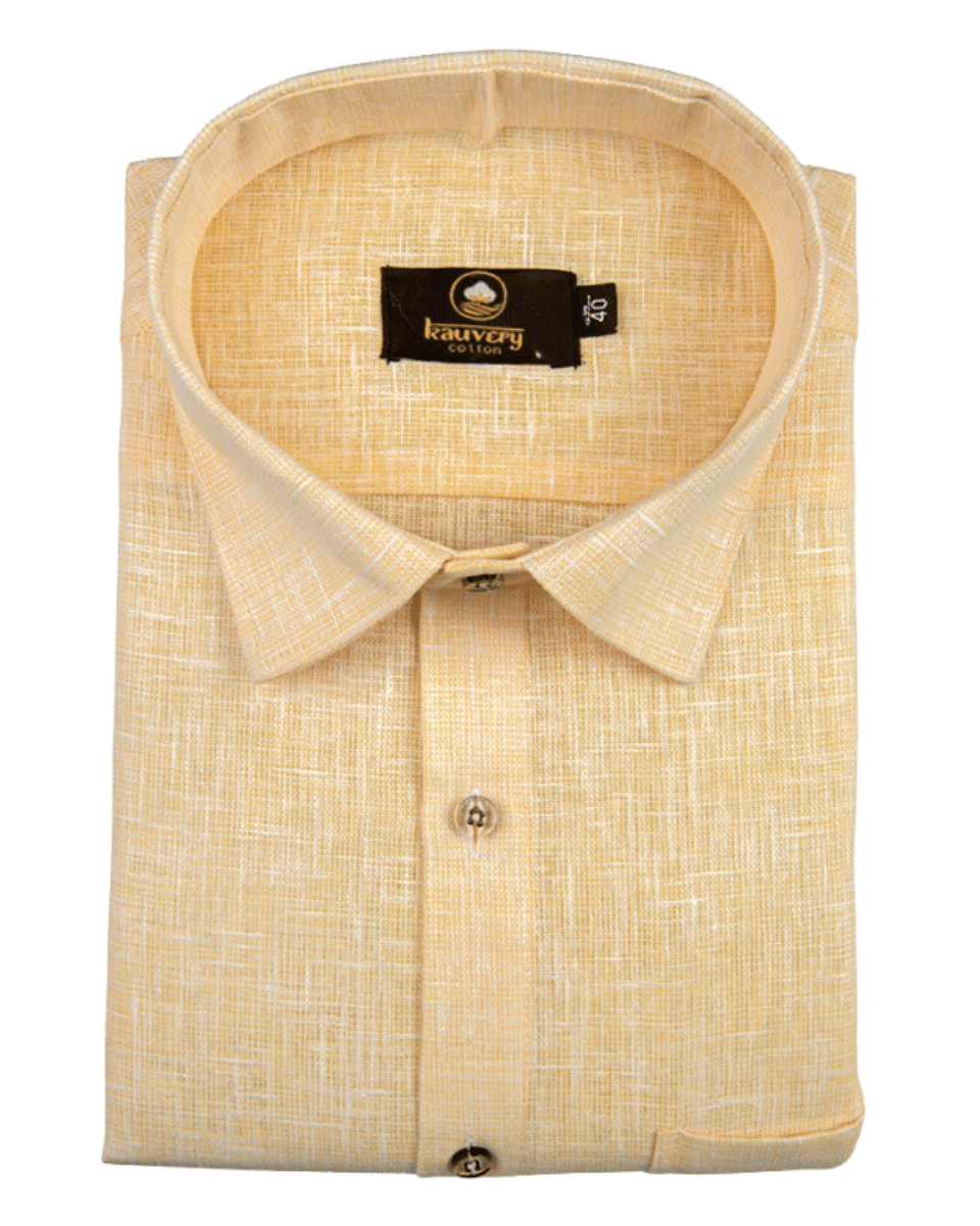 Pure Linen Mango Colour Mens Shirts