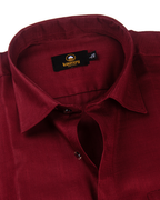 Linen Solid Mehrun Cherry Colour Men's Shirt