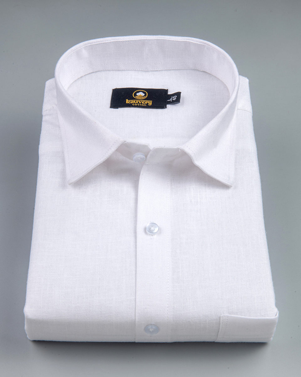 Linen 60% Lea Pure White Men's Shirt