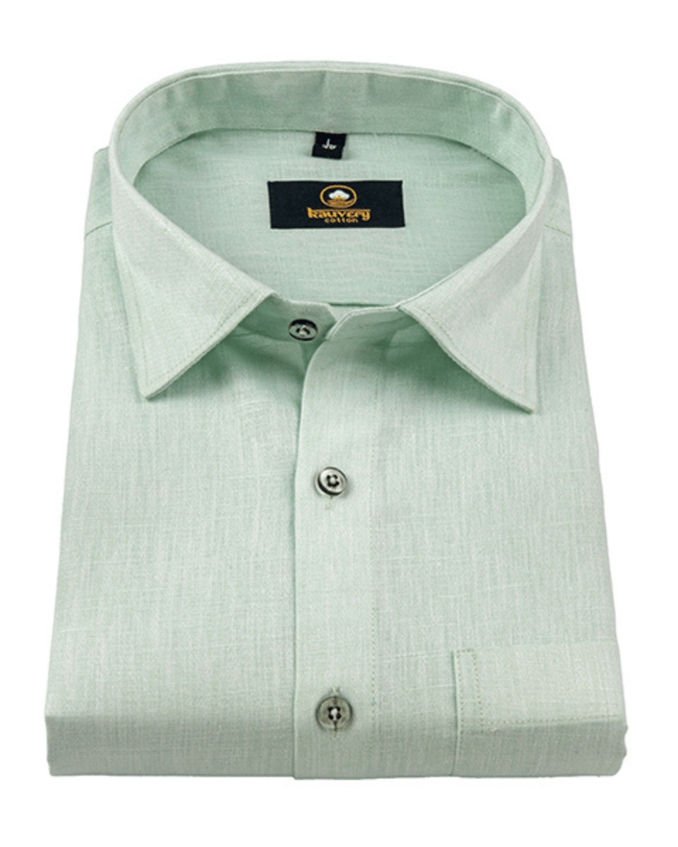 Premium Linen Cotton Light Pista Colour Men's Shirt