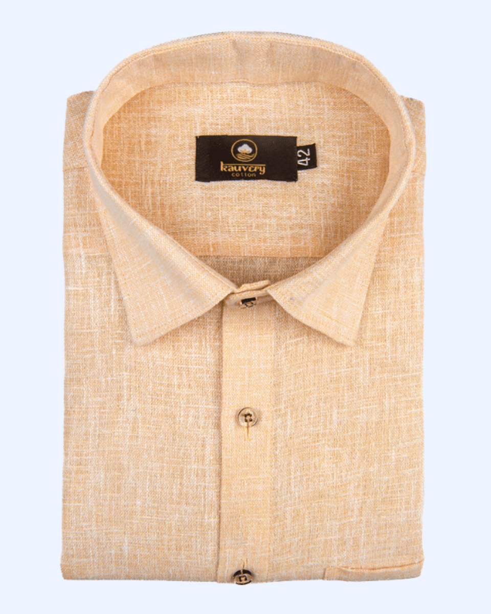 Pure Linen Light Orange Colour Mens Shirt