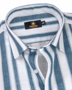 Linen Digital Printed Stiff Lining White with More Peach Colour Shirt for Men