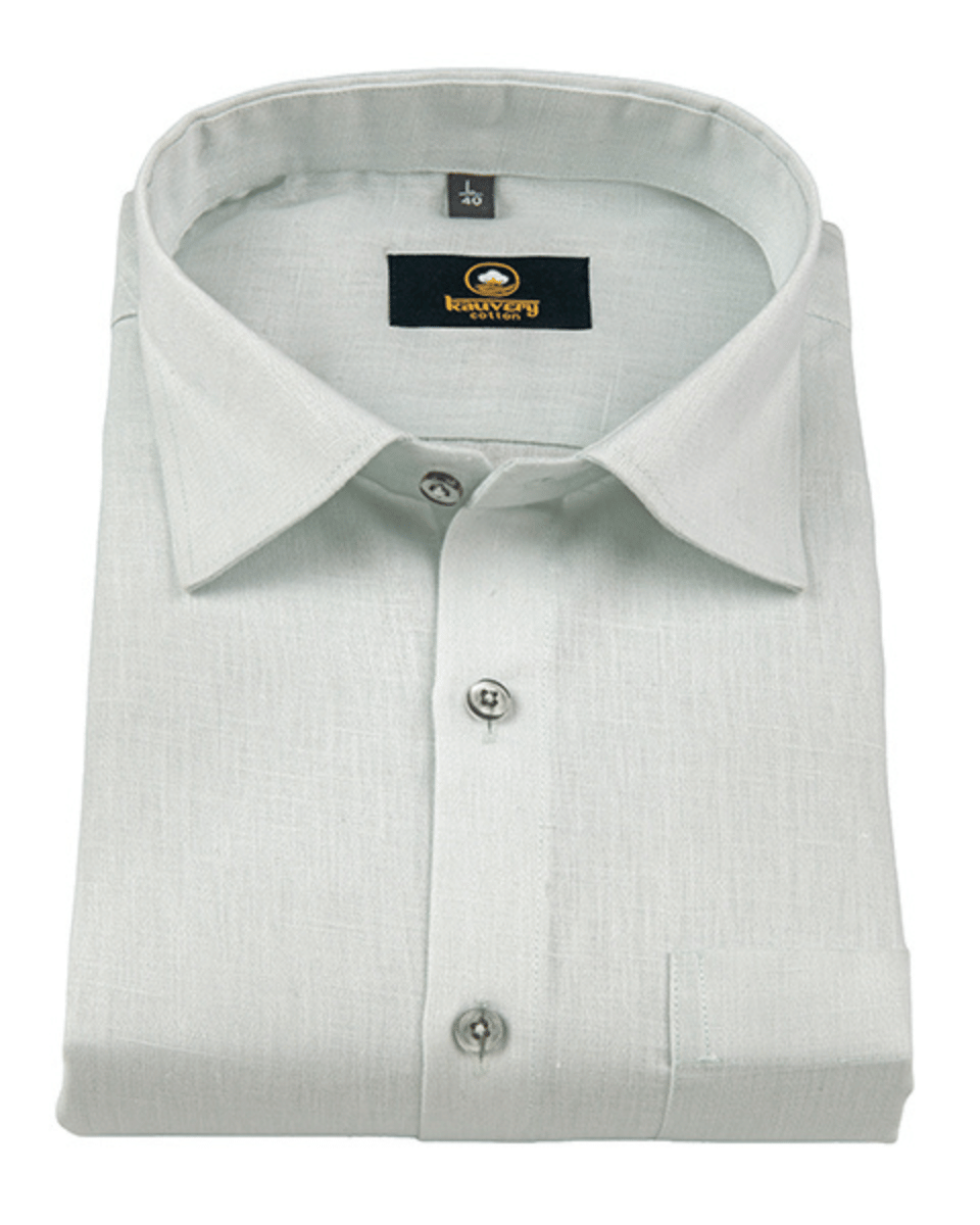 Premium Linen Cotton Mint Gray Colour Men's Shirt