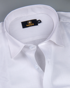 Linen 70% Lea Pure White Texture Men's Shirt
