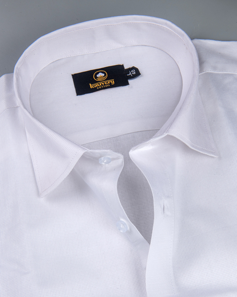 Linen 70% Lea Pure White Texture Men's Shirt