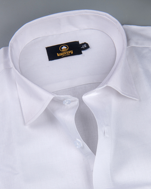 Linen 70% Lea Pure White Texture Men's Shirt