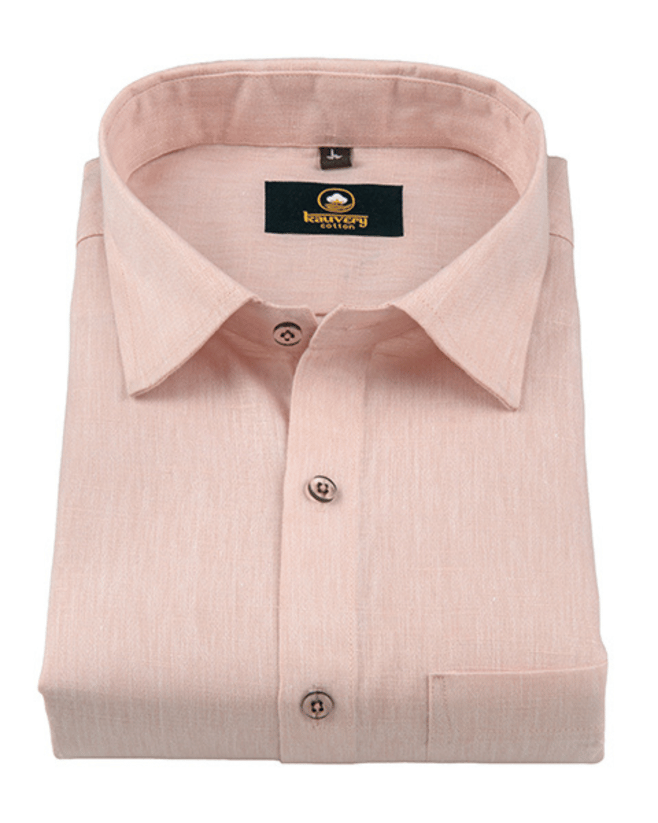 Premium Linen Cotton Light Orange Colour Men's Shirt