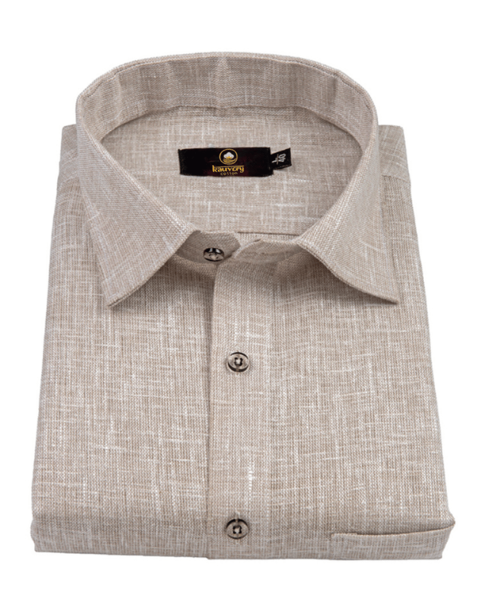Pure Linen Light Mustard Colour Mens Shirts