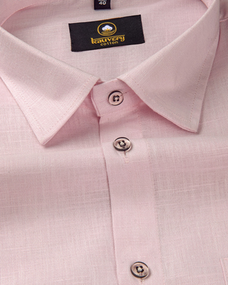 Premium Linen Cotton Baby Pink Colour Shirt For Men