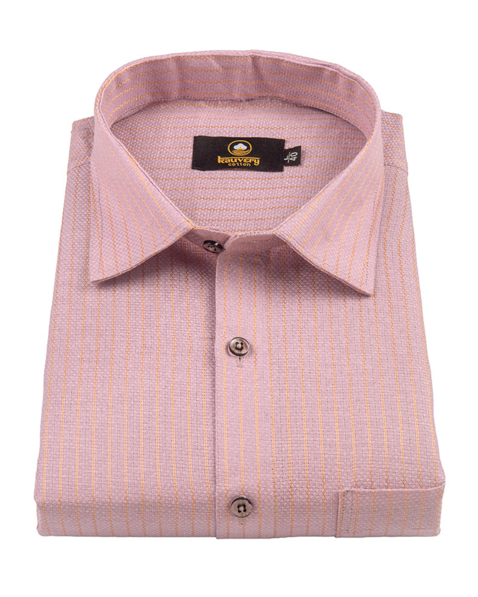 Linen Jute Striped Golden Line Light Wine Colour Men’s Shirt