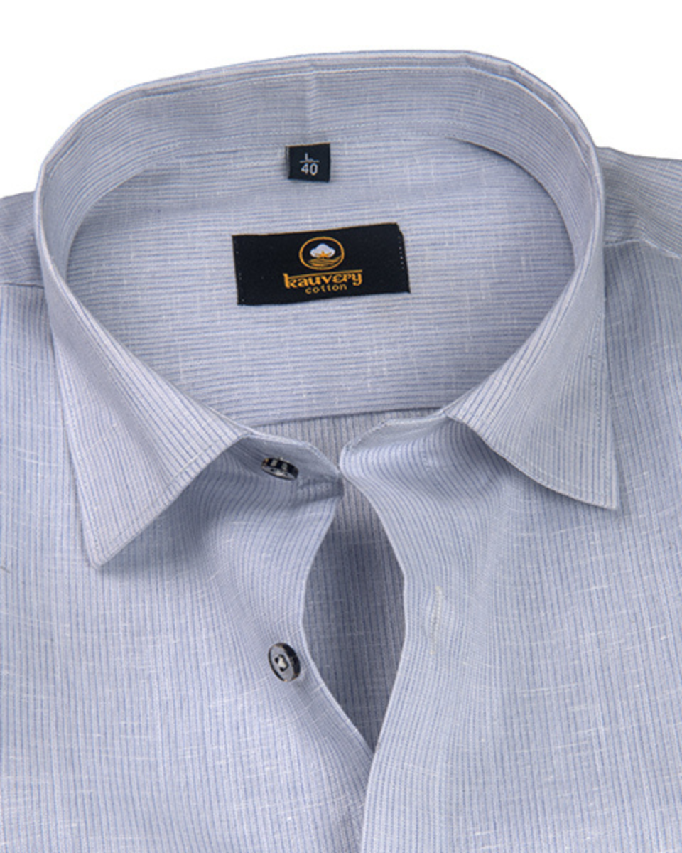Linen Space Small Lining Light Blue Colour Men’s Shirt