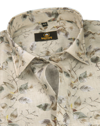 Pure Linen Digital Cream and Midnight Green Floral Men’s Shirt