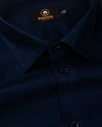 Linen Solid Dark Blue Colour Men's Shirt