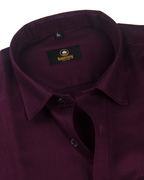 Linen Solid Dark Wine Colour Men's Shirt