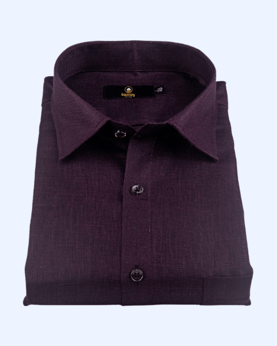 Pure Linen Dark Wine Colour Men's Shirts