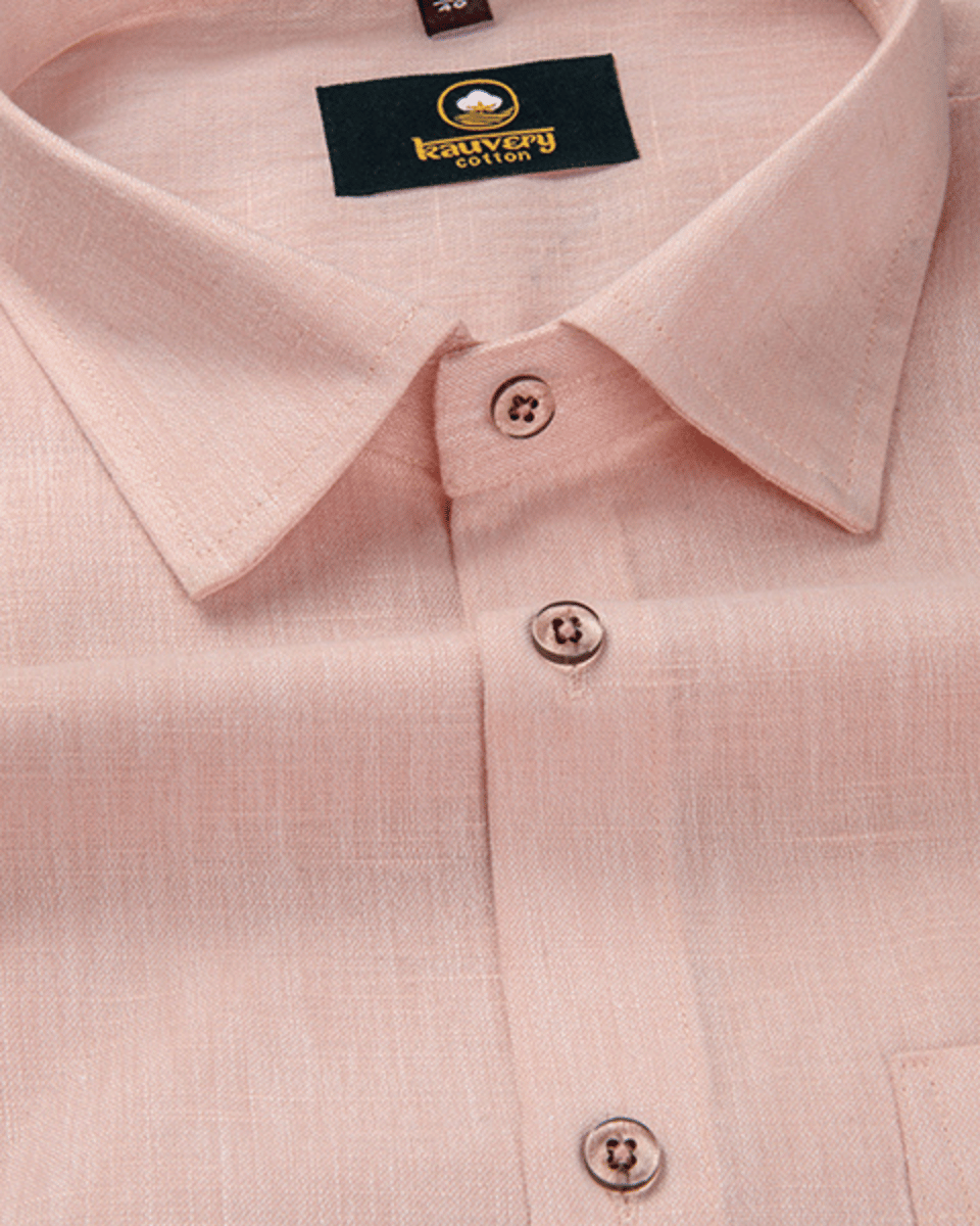 Premium Linen Cotton Light Orange Colour Men's Shirt