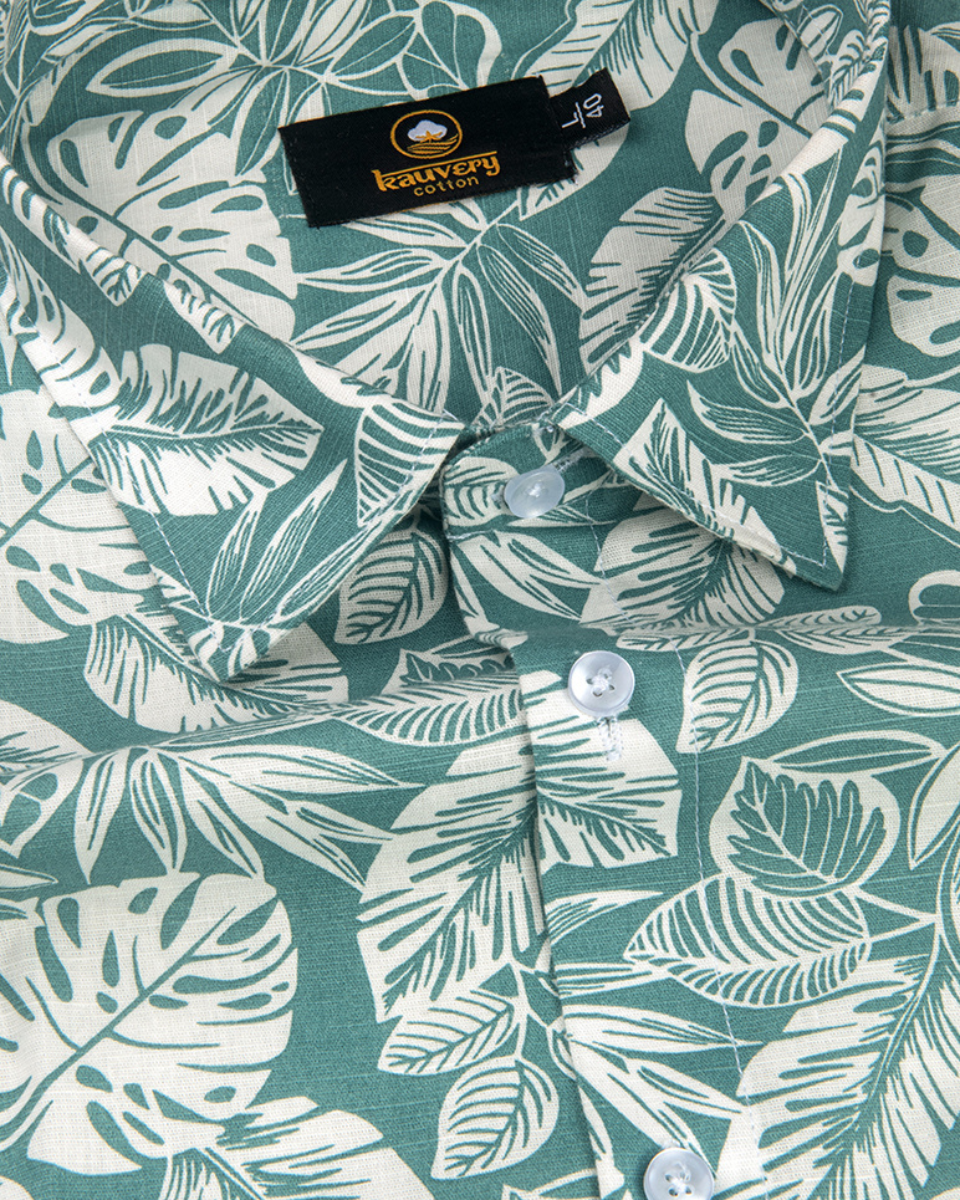 Linen Digital Printed C Green Colour Men’s Shirt
