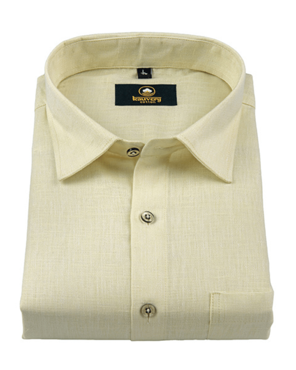 Premium Linen Cotton Butter Lemon Colour Men's Shirt