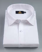 Linen 70% Lea Pure White Texture Men's Shirt