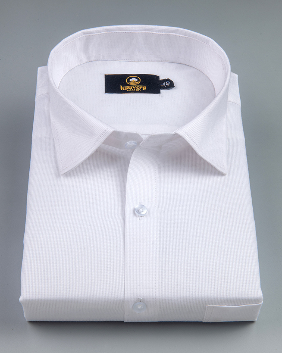 Linen 70% Lea Pure White Texture Men's Shirt