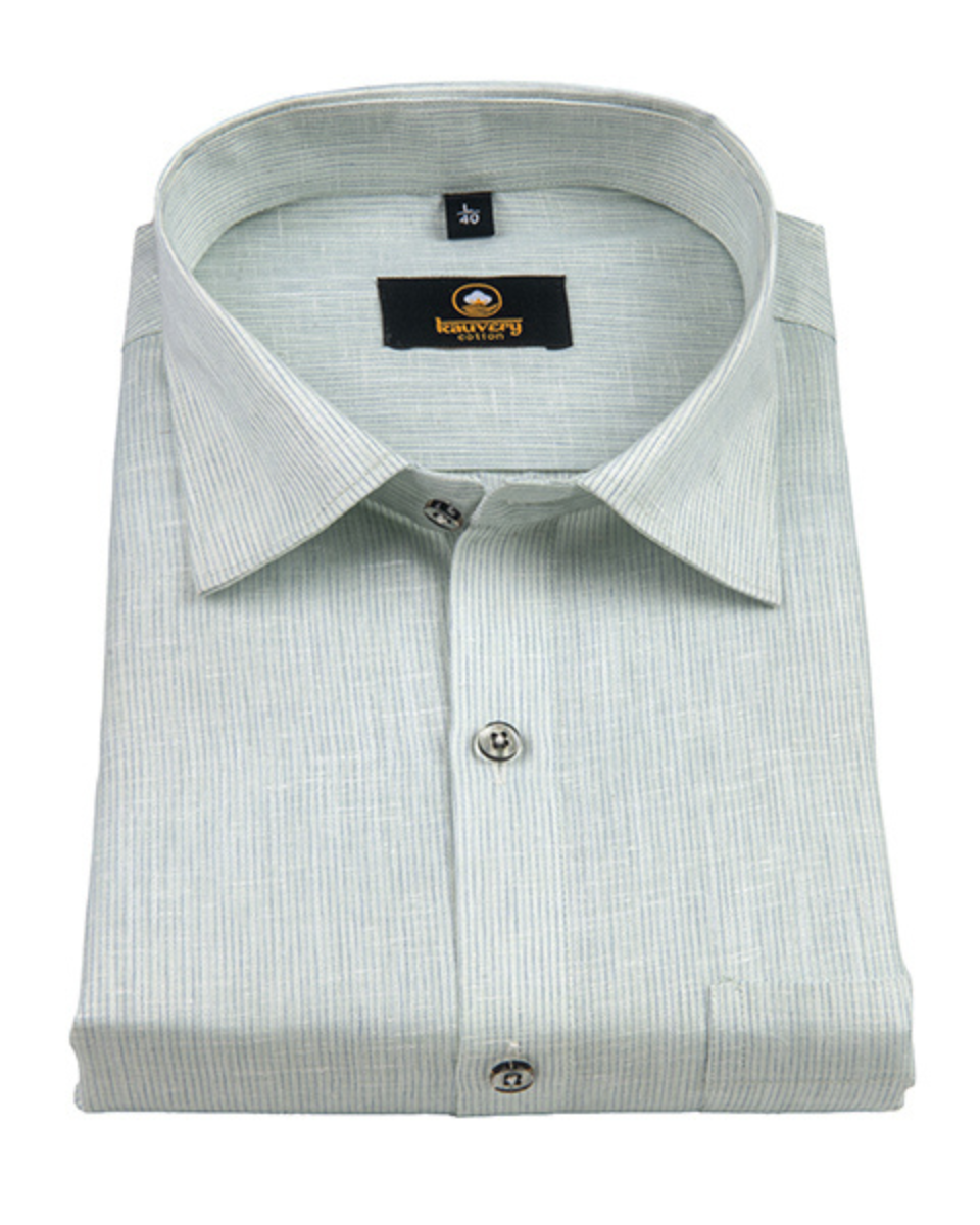 Linen Space Small Lining Light Pista Colour Men’s Shirt