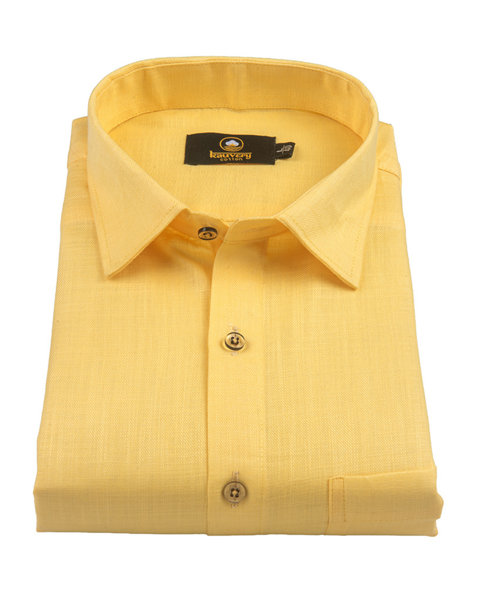 Linen Solid Mango Colour Men's Shirt