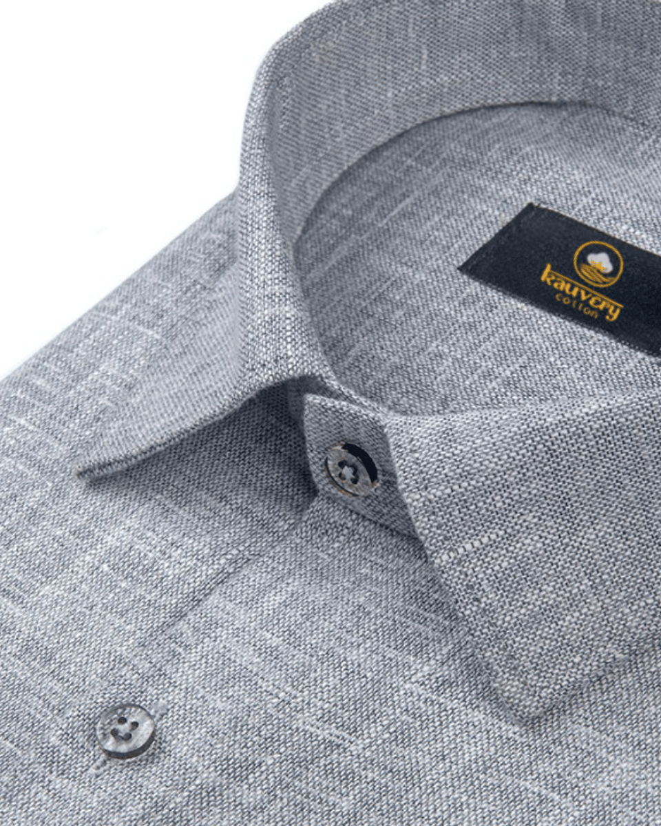 Pure Linen Dark Grey Colour Mens Shirt