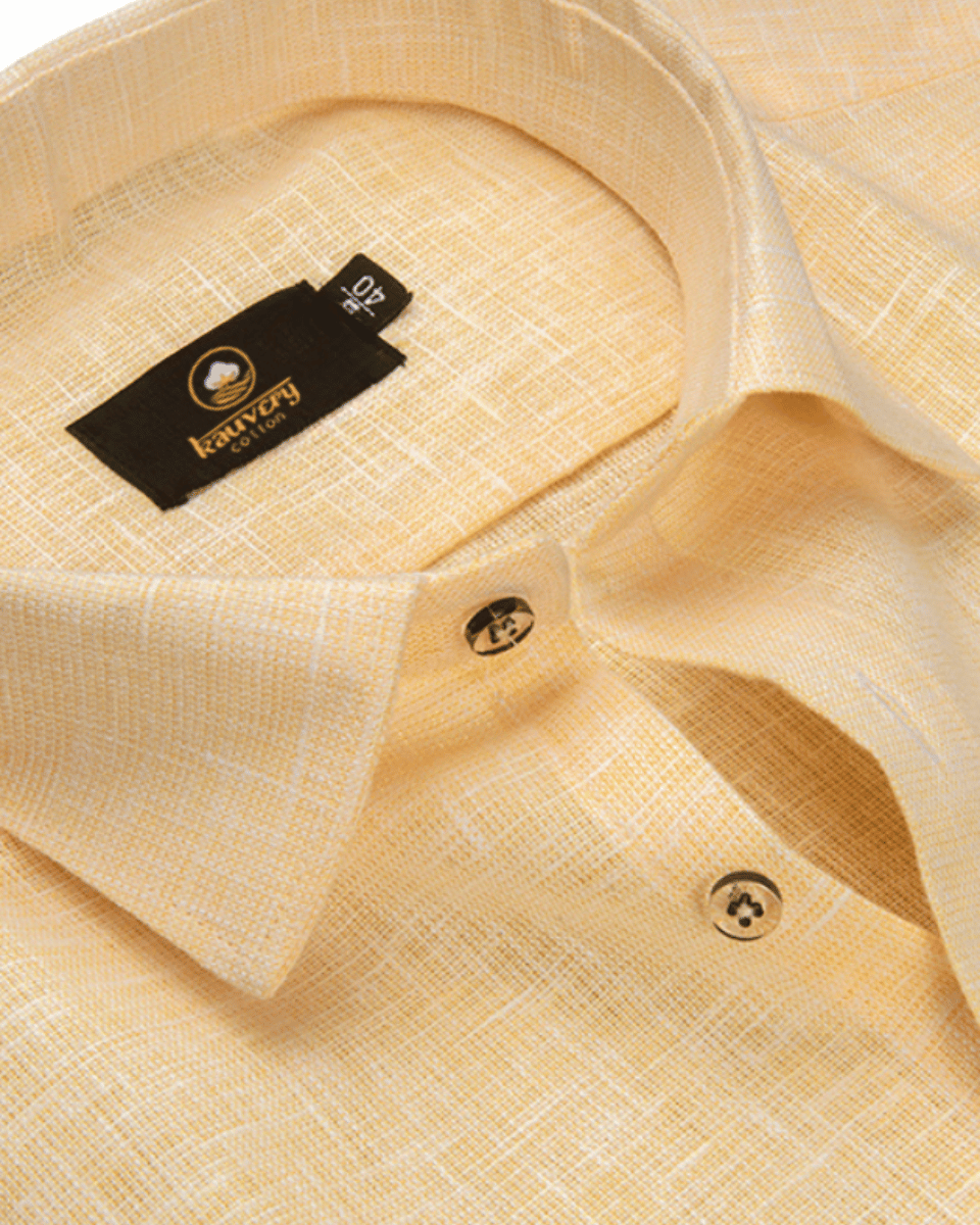 Pure Linen Mango Colour Mens Shirts