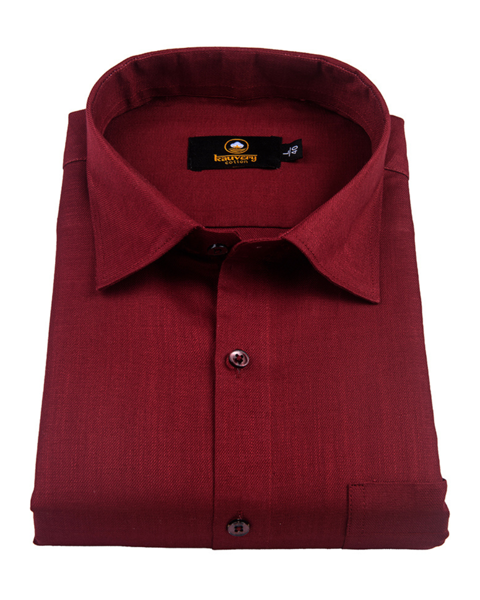Linen Solid Mehrun Cherry Colour Men's Shirt