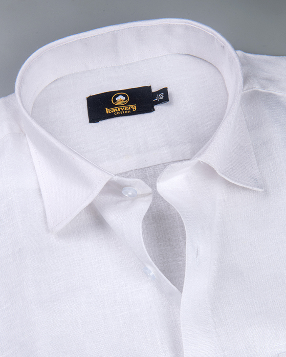 Linen 60% Lea Pure White Men's Shirt