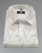 Pure Linen Digital Cream and Brown Floral Men’s Shirt