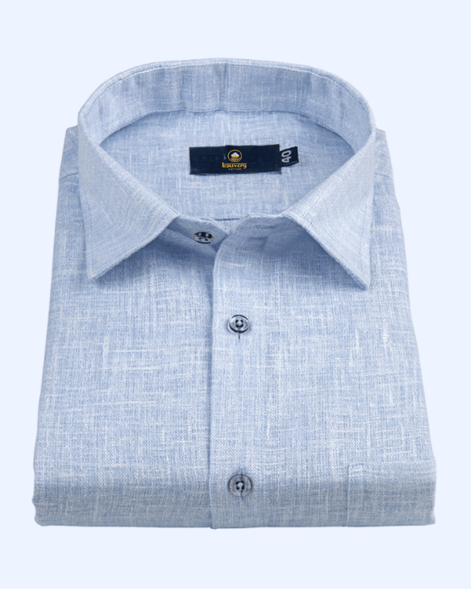 Pure Linen Ice Blue Colour Men's Shirt