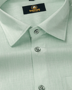 Premium Linen Cotton Light Pista Colour Men's Shirt