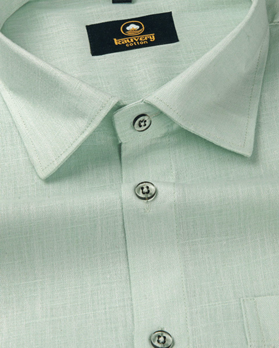 Premium Linen Cotton Light Pista Colour Men's Shirt
