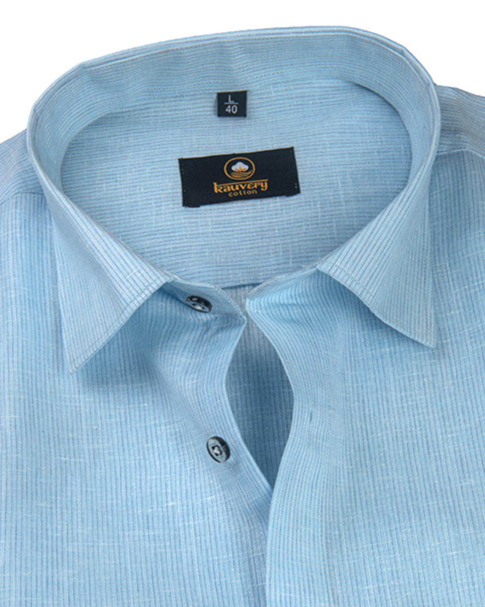 Linen Space Small Lining Ice Blue Colour Men’s Shirt