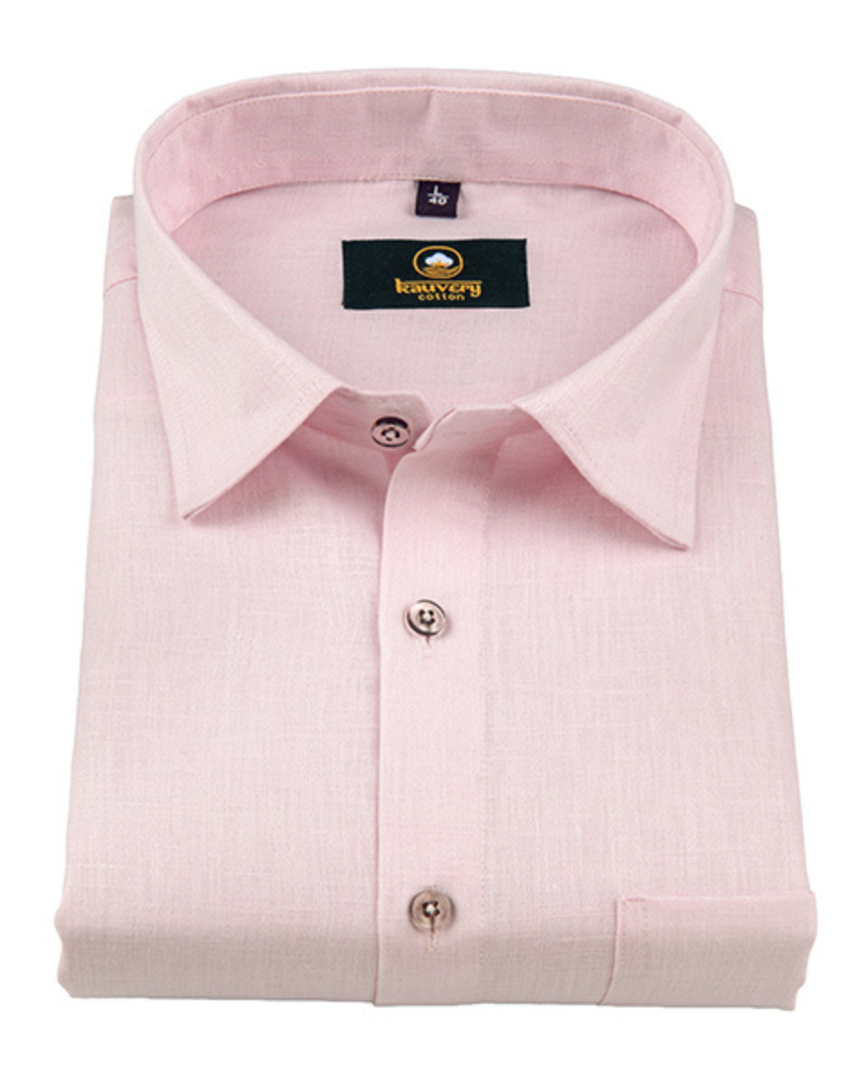 Premium Linen Cotton Baby Pink Colour Shirt For Men