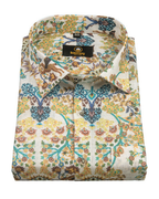 Pure Linen Digital Multicolour Print on Cream Base Men’s Shirt