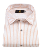 Linen Jute Striped Golden Line Pure White Colour Shirt for Men