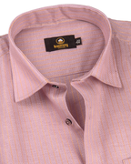 Linen Jute Striped Golden Line Light Wine Colour Men’s Shirt
