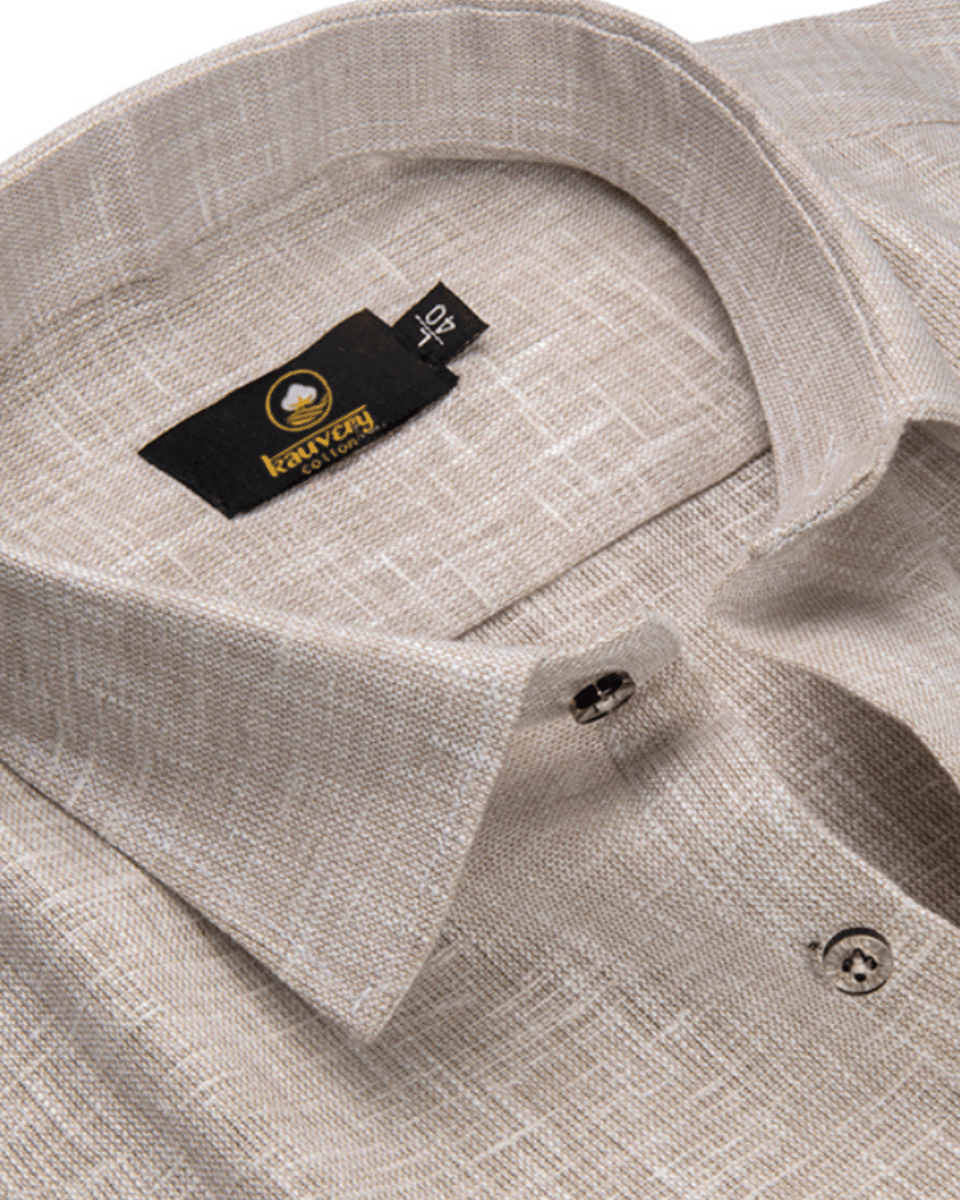 Pure Linen Light Mustard Colour Mens Shirts