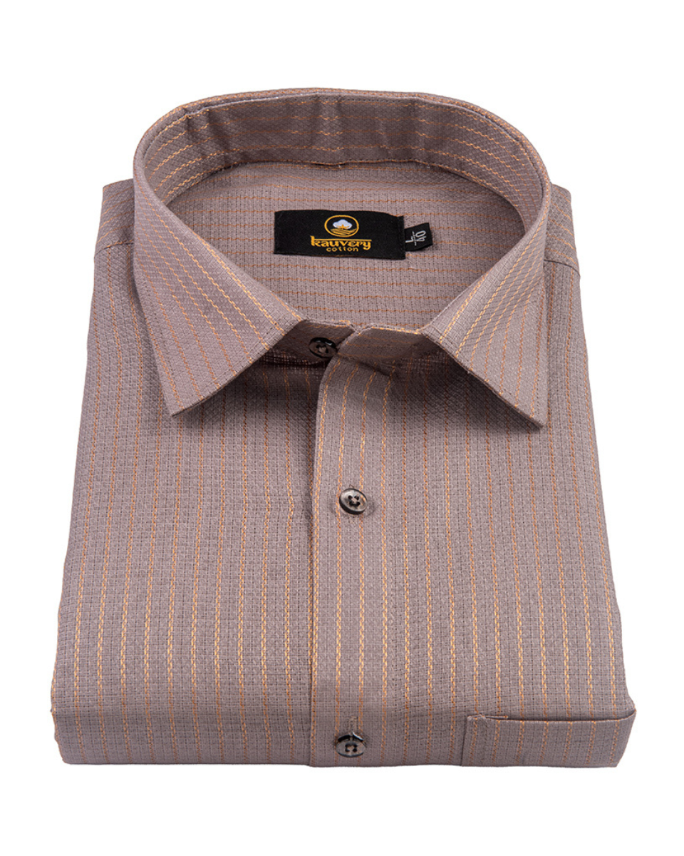 Linen Jute Striped Golden Line Mustard Colour Men’s Shirt