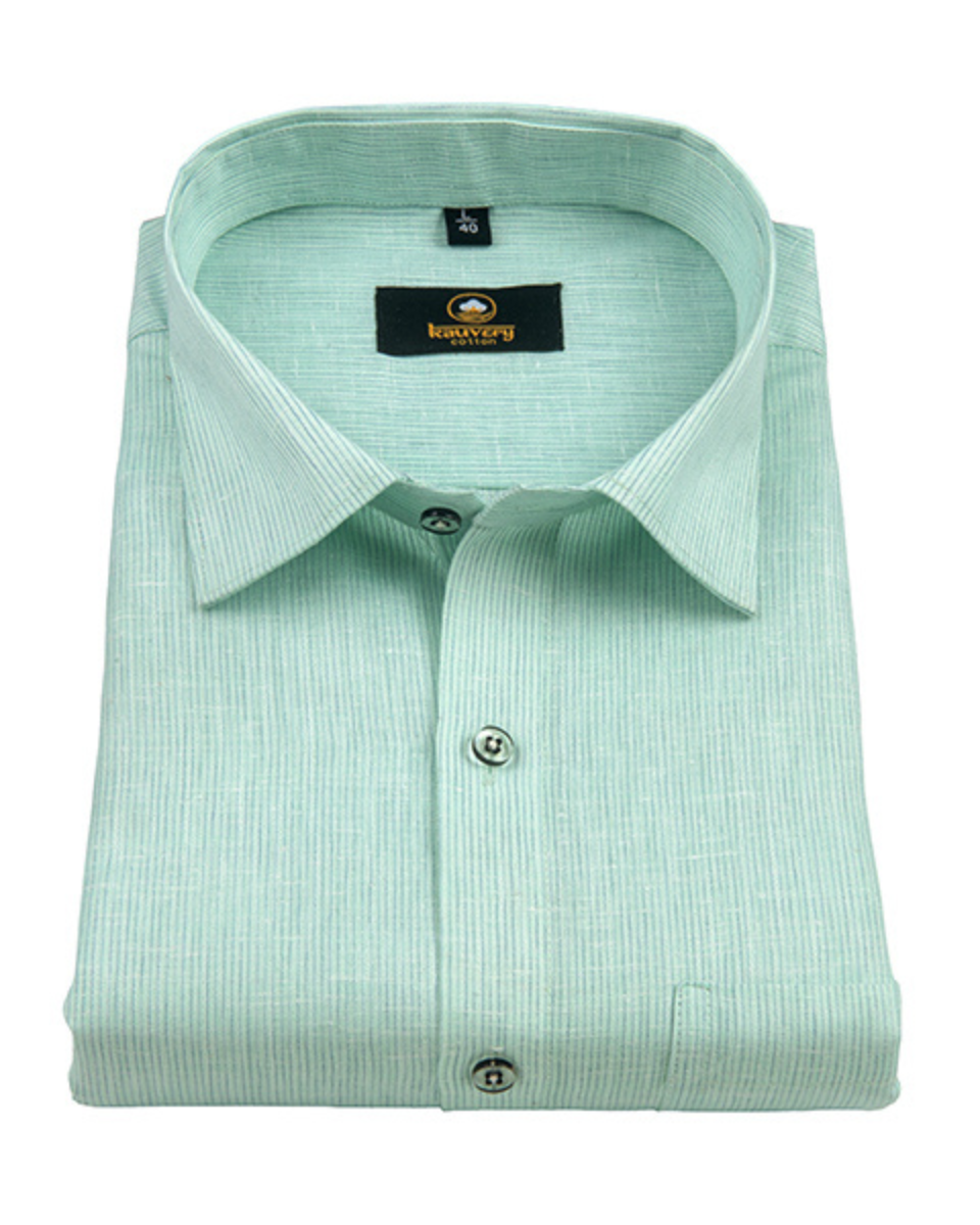 Linen Space Small Lining Mint Green Colour Men’s Shirt