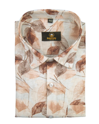 Pure Linen Digital Cream with Rust Floral Men’s Shirt