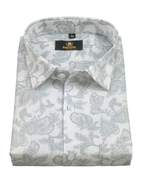 Pure Linen Digital White and Grey Colour Men’s Shirt