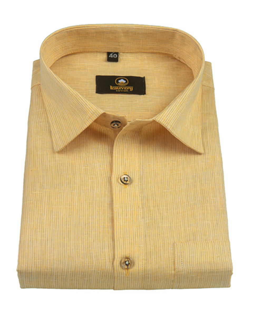 Linen Space Small Lining Mango Colour Men’s Shirt