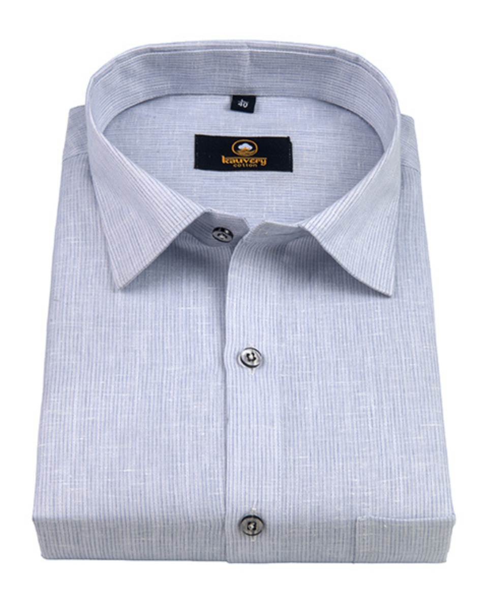 Linen Space Small Lining Light Blue Colour Men’s Shirt